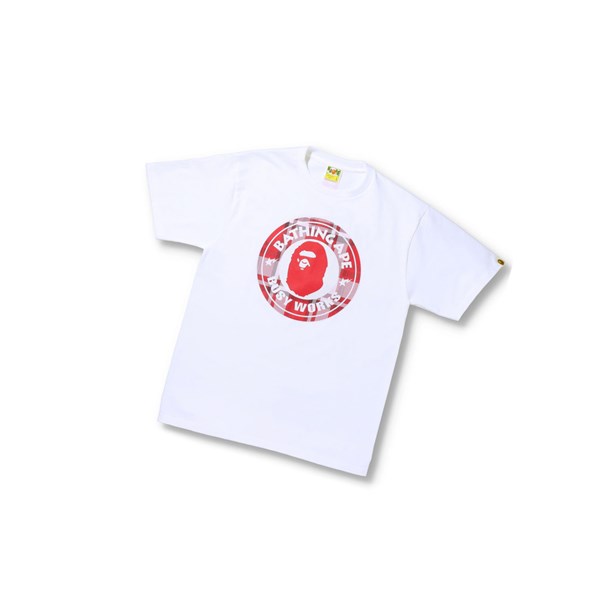 A BATHING APE Bape Check Gift Busy Works Tee Lyhyt Sleeve Miesten T Paidat Valkoinen | 41269QZEN