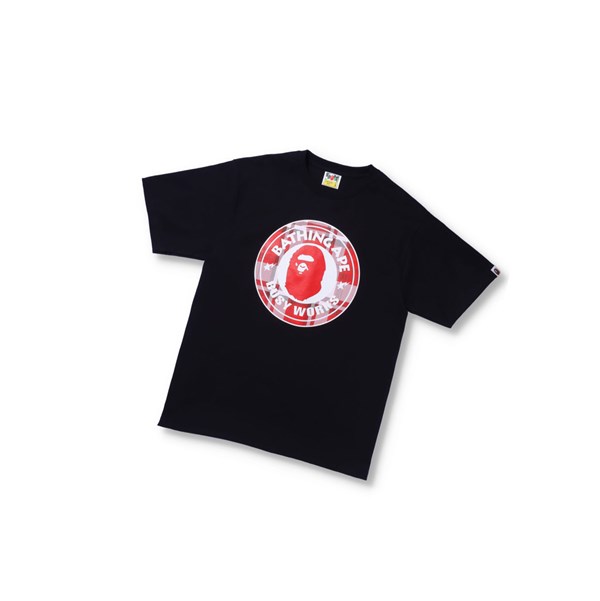 A BATHING APE Bape Check Gift Busy Works Tee Lyhyt Sleeve Miesten T Paidat Mustat | 90786CPEB
