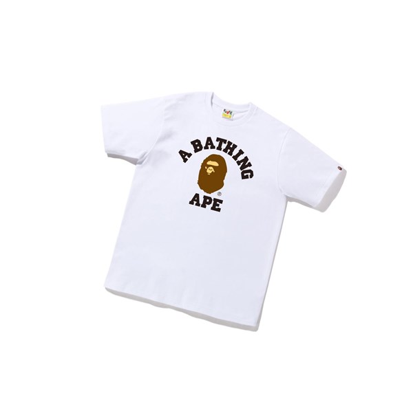 A BATHING APE Bape College Tee Lyhyt Sleeve Miesten T Paidat Valkoinen | 04571IKLJ
