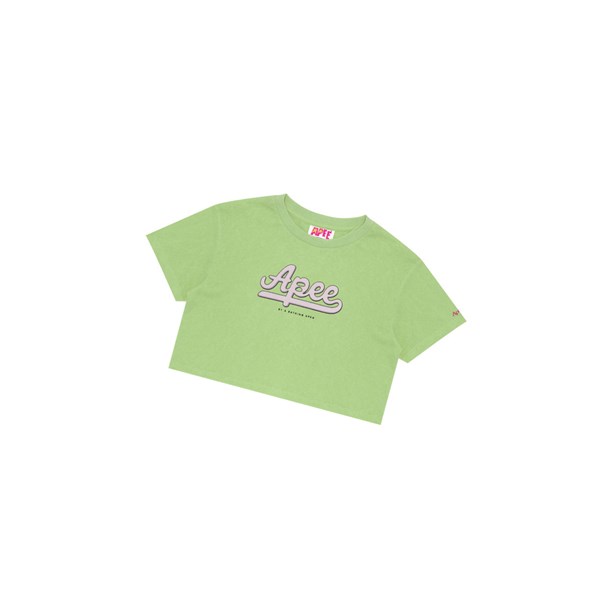 A BATHING APE Bape Graphic Cropped Tee Lyhyt Sleeve Naisten T Paidat Vihreä | 35207ENGO