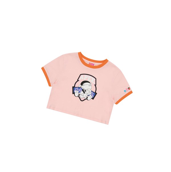 A BATHING APE Bape Graphic Cropped Tee Lyhyt Sleeve Naisten T Paidat Pinkki | 58107ESBV