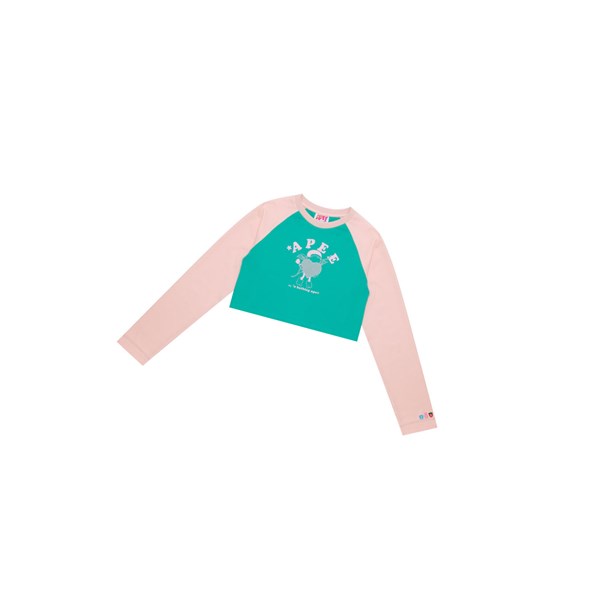 A BATHING APE Bape Graphic Long Sleeve Raglan Tee Long Sleeve Naisten T Paidat Pinkki | 41097KYDS