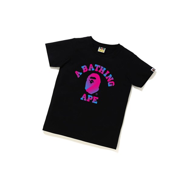 A BATHING APE Bape Halftone Dot College Tee Lyhyt Sleeve Naisten T Paidat Mustat | 12986ZRLQ