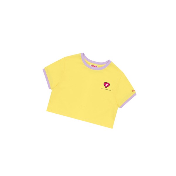 A BATHING APE Bape Heart Cropped Tee Lyhyt Sleeve Naisten T Paidat Keltainen | 08765GWPE