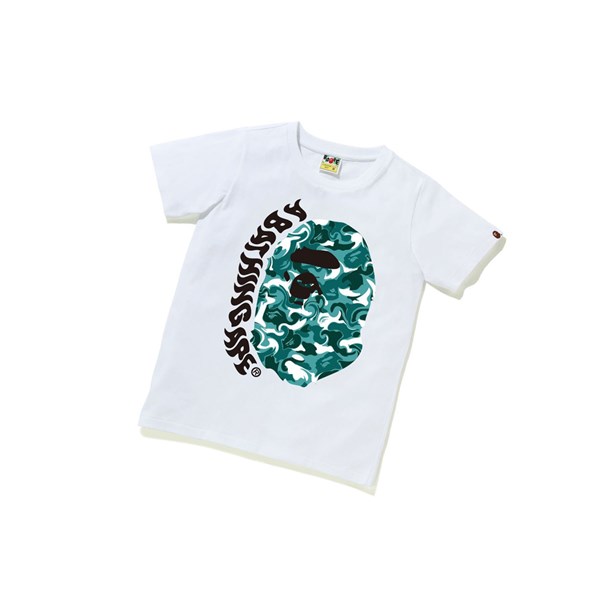 A BATHING APE Bape Marble Camo Ape Head Tee Lyhyt Sleeve Naisten T Paidat Valkoinen | 05721YETR