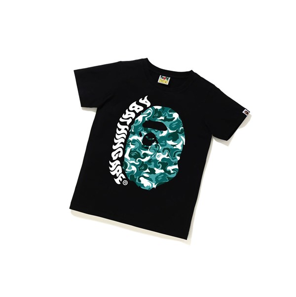 A BATHING APE Bape Marble Camo Ape Head Tee Lyhyt Sleeve Naisten T Paidat Mustat | 95462OWGC