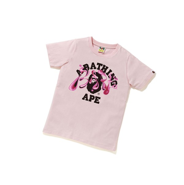 A BATHING APE Bape Marble Camo Liquid College Tee Lyhyt Sleeve Naisten T Paidat Pinkki | 76039WAUX
