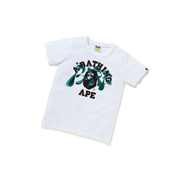 A BATHING APE Bape Marble Camo Liquid College Tee Lyhyt Sleeve Naisten T Paidat Valkoinen | 90741VLQB