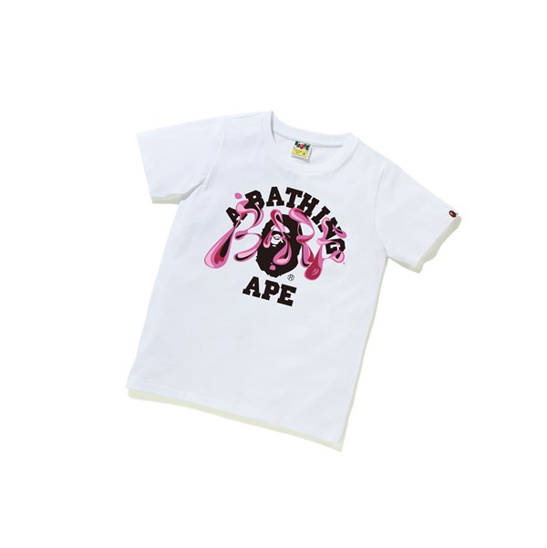 A BATHING APE Bape Marble Camo Liquid College Tee Lyhyt Sleeve Naisten T Paidat Valkoinen | 94527GDFT