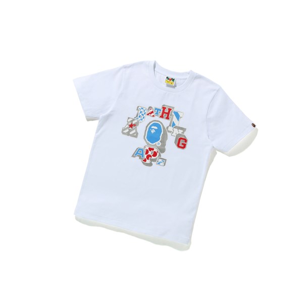 A BATHING APE Bape Mix Patched College Tee Lyhyt Sleeve Naisten T Paidat Valkoinen | 24956HJRF