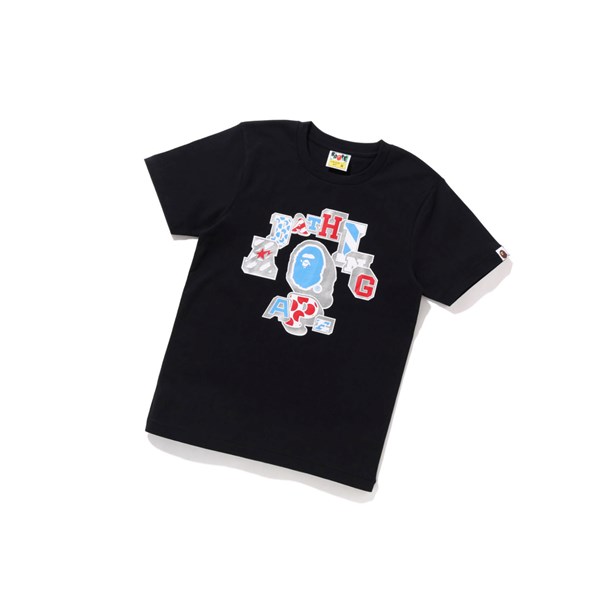 A BATHING APE Bape Mix Patched College Tee Lyhyt Sleeve Naisten T Paidat Mustat | 72036DYXP