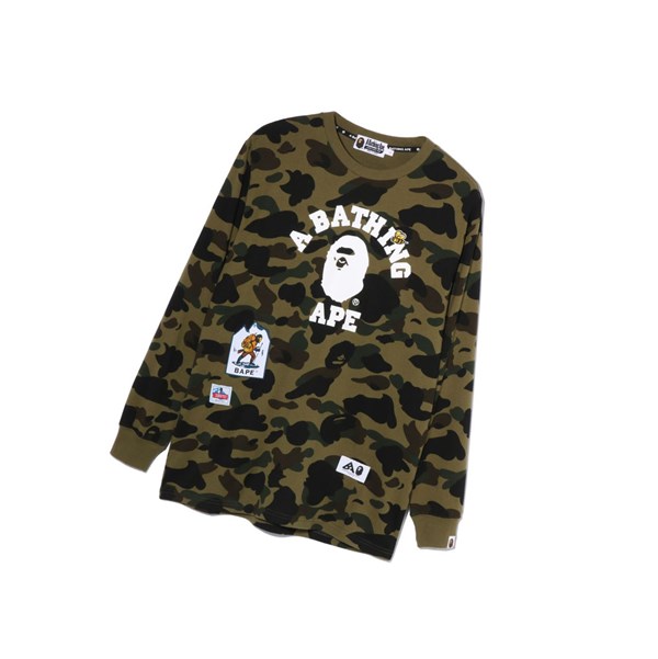A BATHING APE Bape Multi Label 1st Camo L/S Tee Long Sleeve Naisten T Paidat Vihreä | 67140XEAD